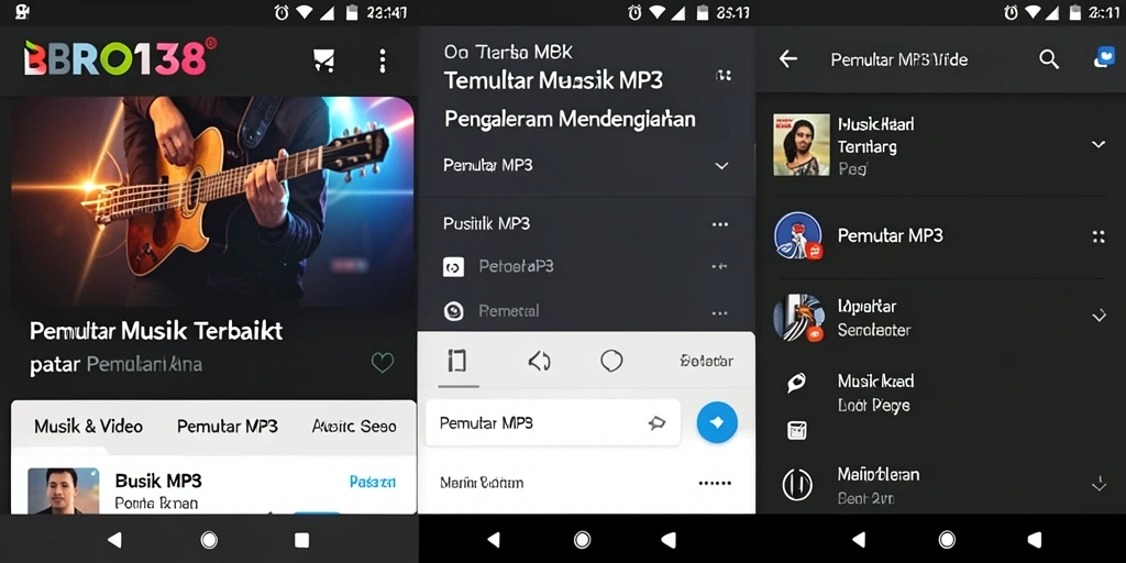 Tampilan antarmuka BRO138 yang user-friendly untuk pemutar MP3.
