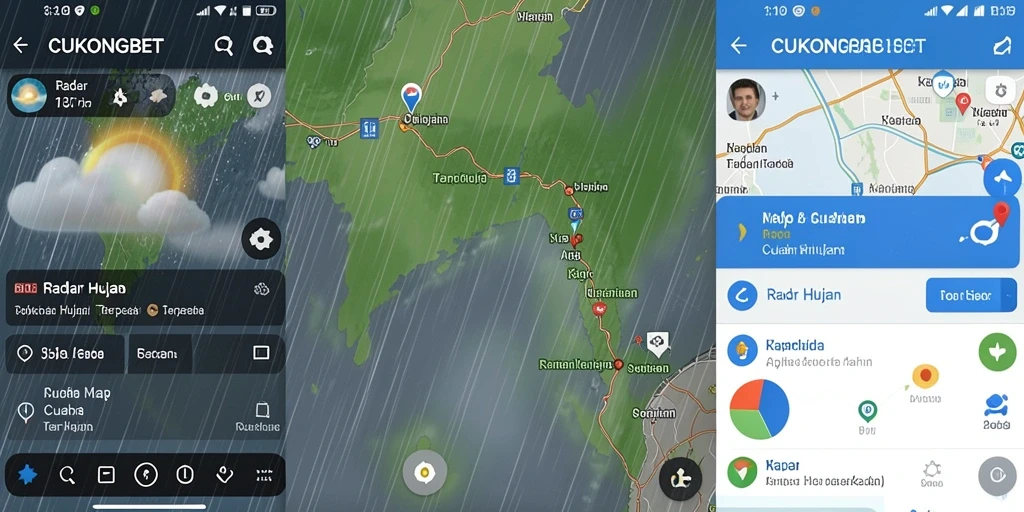 Antarmuka aplikasi CUKONGBET dengan peta radar hujan yang interaktif.