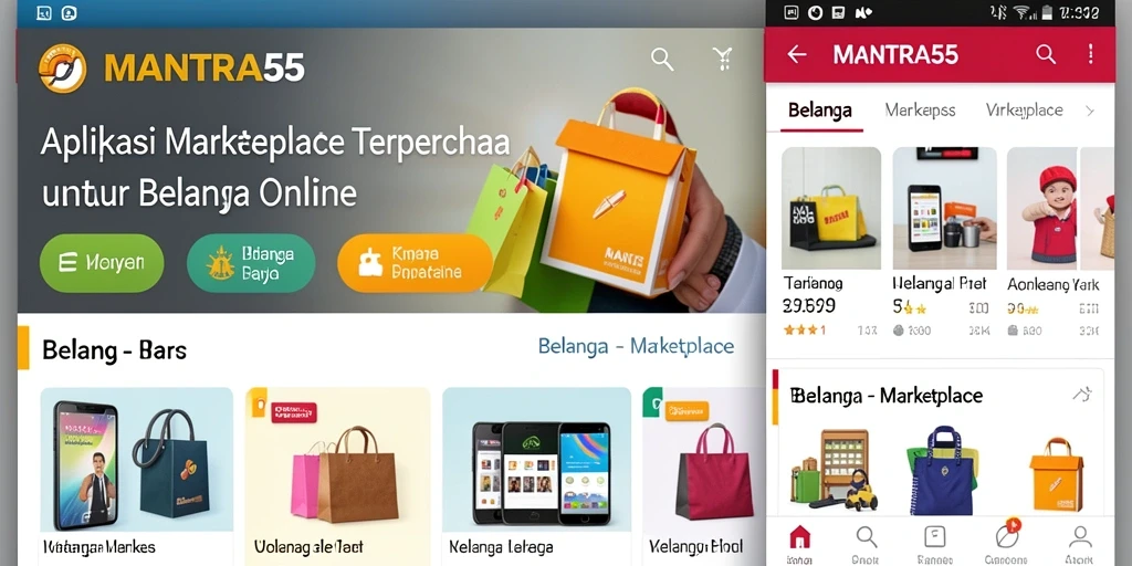 Antarmuka aplikasi MANTRA55 yang memudahkan berbelanja online.