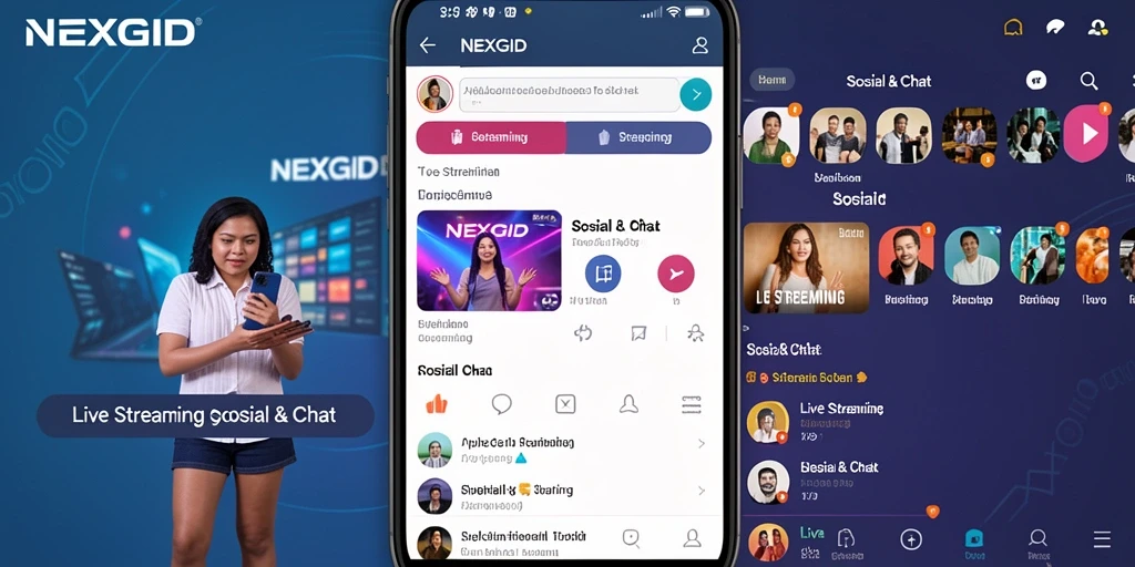 Screenshot NEXGID menampilkan antarmuka Live Streaming yang menarik dan interaktif.