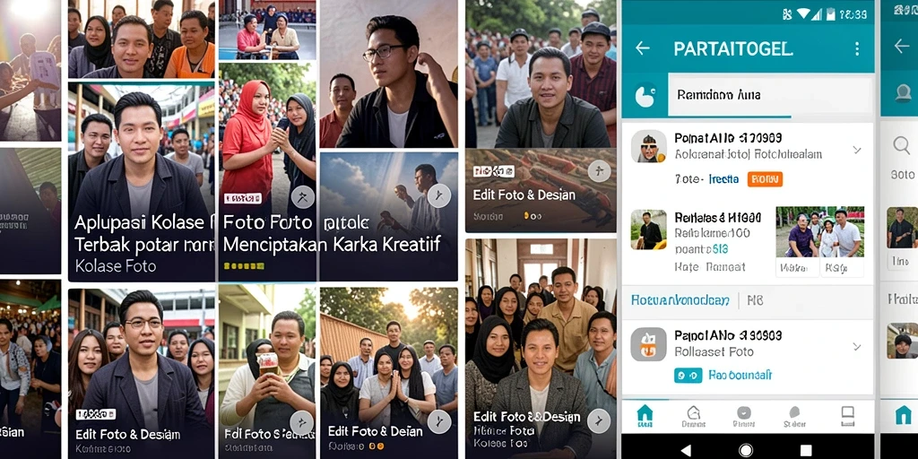 Tampilan antarmuka aplikasi PARTAITOGEL untuk kolase foto yang sederhana dan menarik.