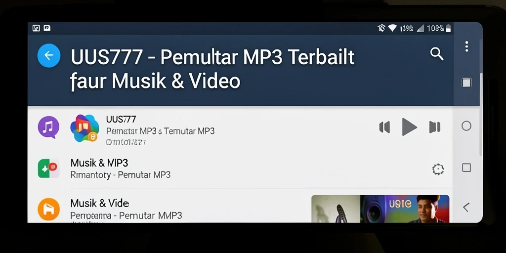 Tampilan antarmuka UUS777 saat memutar lagu MP3.